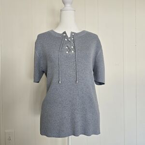 Michael Kors Stylish Blue Lace-Up Women's Top